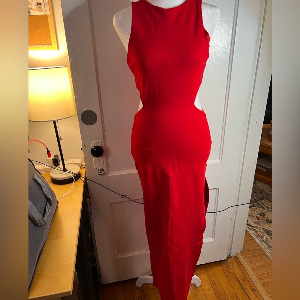 Fashion Nova Vibrant Red Backless Dress